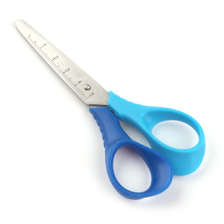 5 inch Kids Students Stationery Scissors With Ruler Stainless Steel PP Handle Paper Student Scissors