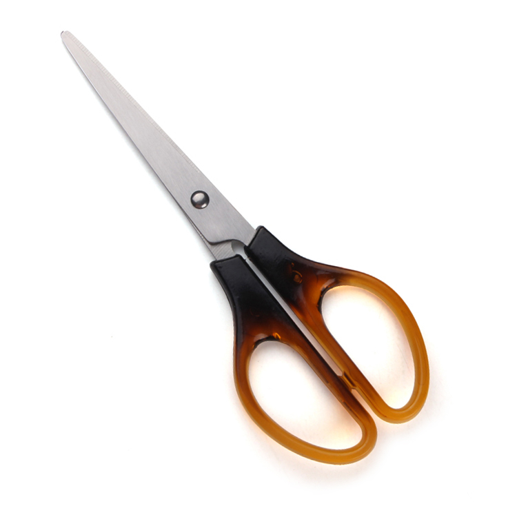 Stainless steel professional student scissors stationery office scissors with ABS amber handle