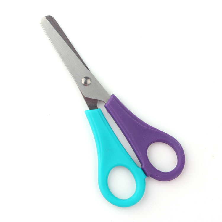 Two Tone PP Handle Ruler Scissors Left Handed Safety Kids School Scissors