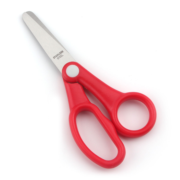 红色圆头儿童剪刀 ABS手柄小鸡外型