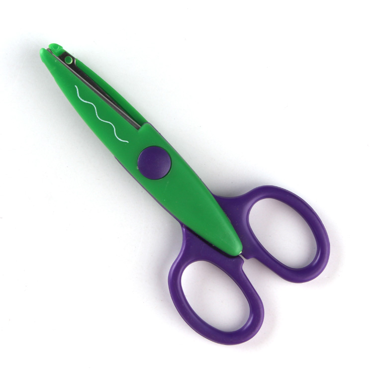 学生剪刀 双色手柄花边画册制作手工剪刀