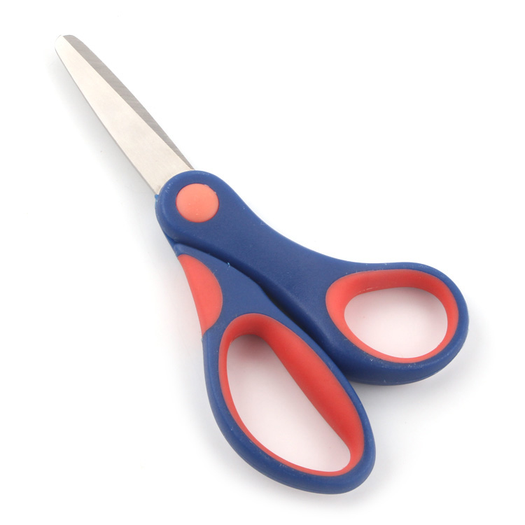 Colorful stainless steel blades with PP+TPR handle blunt tip safty children scissors