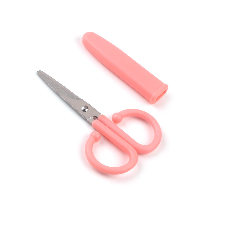 Mini pink Color Scissor Stainless Steel Blade Cutter for Paper Handwork Stationery Office School Scissors with cover