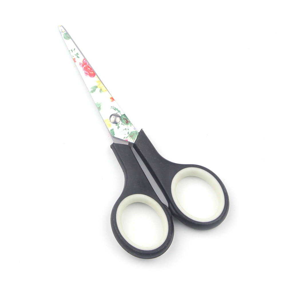 彩色披复印花美工剪刀办公文具平头学生儿童手工剪纸办公剪刀文具剪