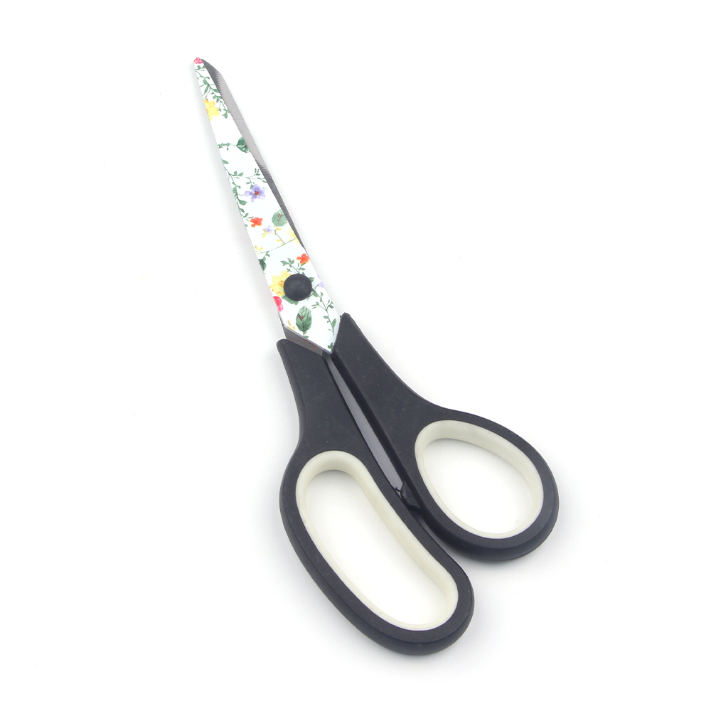 不锈钢剪刀 精美印花办公剪刀 事务剪刀 学生 家用剪刀