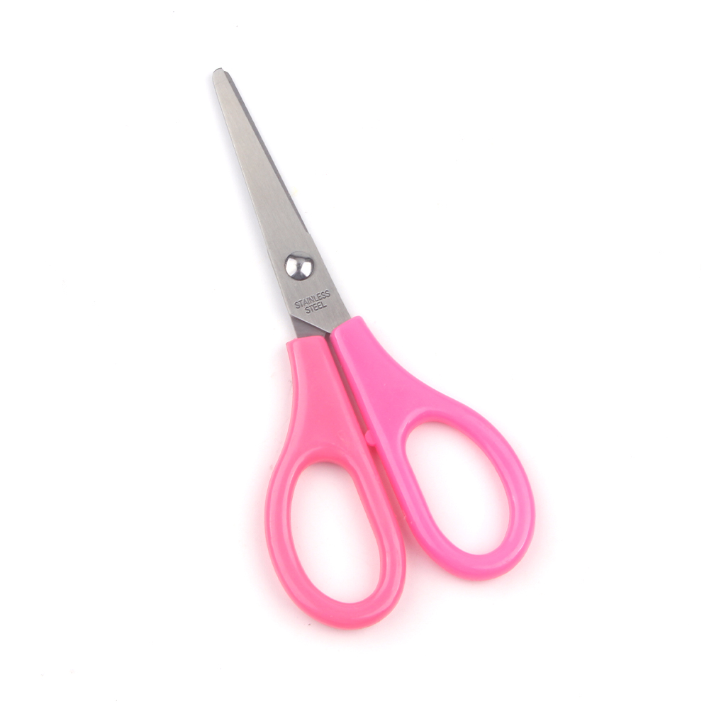 Newest Two Color Handle Round Tip Safety Kids Scissors with Ruler Design Student Scissors Suitable