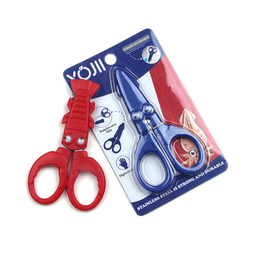 Squid Lobster Creative Kids scissor with guard cover Student safety scissors Multi-purpose refrigerator scissor craft paper-cut artist scissor
