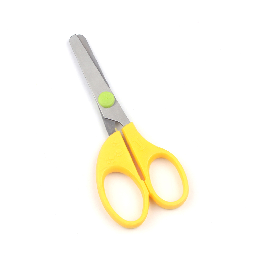 Factory Stock Stainless Steel with Scale Children's Scissors Colourful Plastic Scissors Students Round Head Scissors