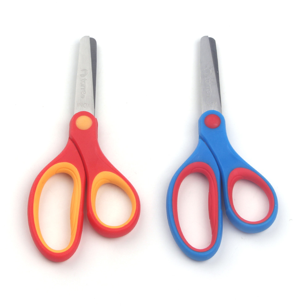 5 Inch Stainless Steel Student Scissors with Rounded Tip and Anti-Slip TPR Handle Exceeding ASTM F963 Standards for Safety