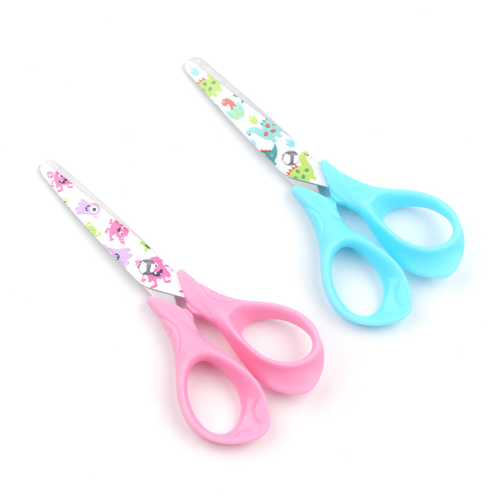 Lightweight Student Scissors with Plastic Handles Classroom-Safe Paper Cutting Stationery Scissors with Rounded Tip Designs